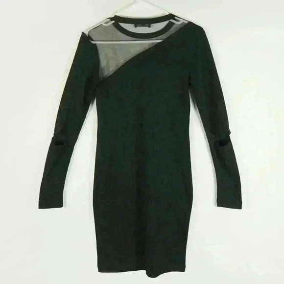 Diesel Y2K 2000s Black Mesh Cutout Sheer Detail Long Sleeve Mini Dress - Picture 7 of 9